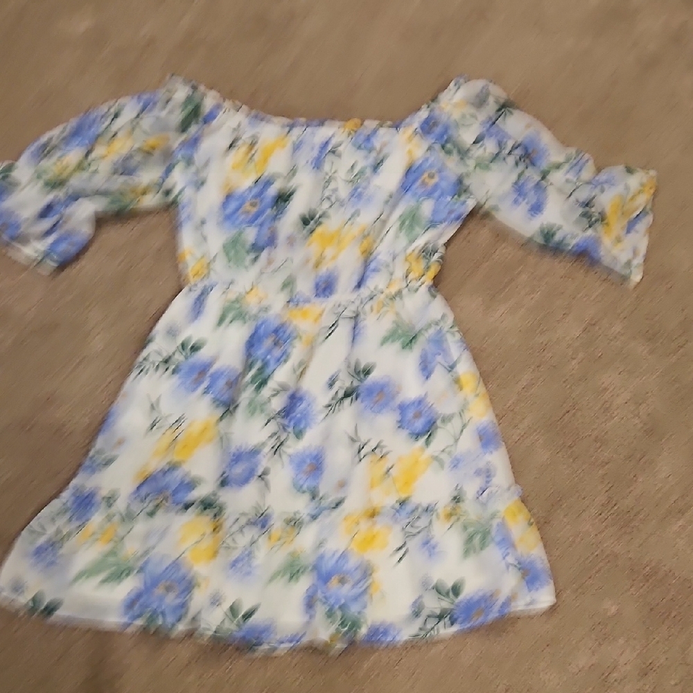 Forever 21 Floral Off-Shoulder Dress - Blue and Yellow - Picture 5 of 5